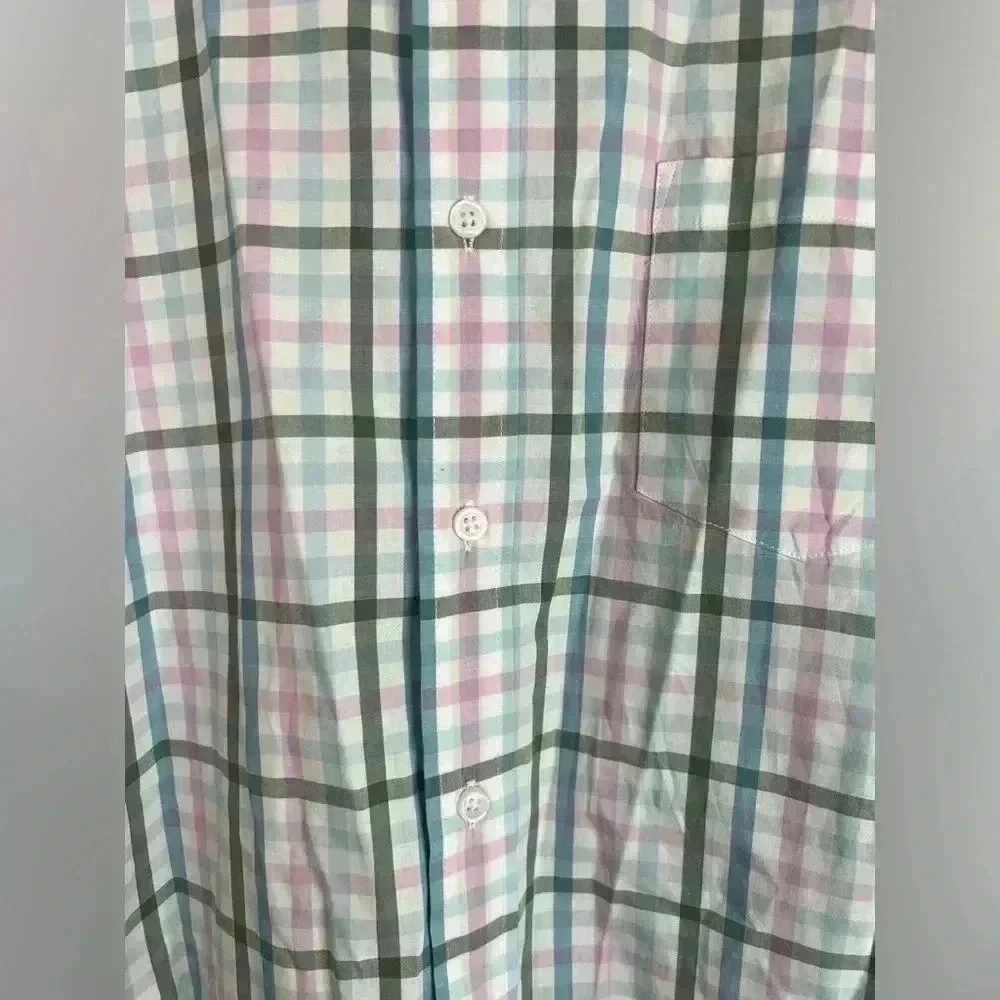 J. Crew Mens Dark Patina Roadmap Gin Pastel Slim Flex Untucked Button-Down Shirt